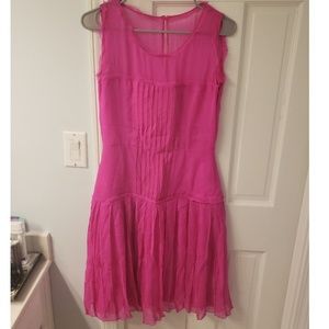 OSCAR DE LA RENTA Silk Pleated Sheath Dress